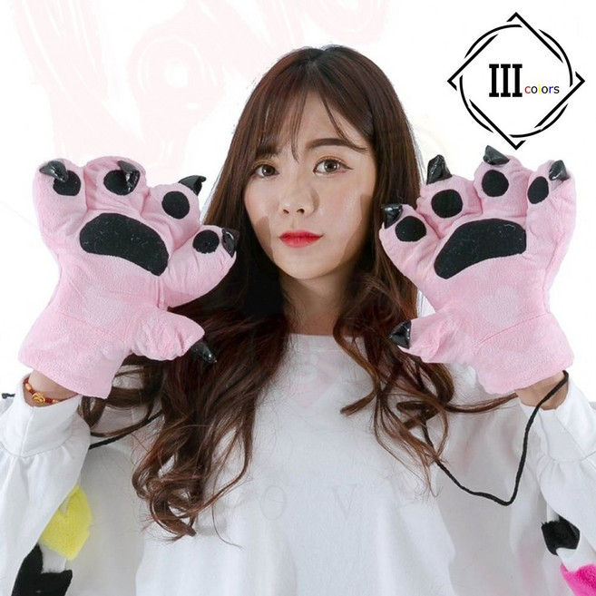 파티장갑 따뜻한 고양이 발바닥 털장갑 겨울 수면 보온