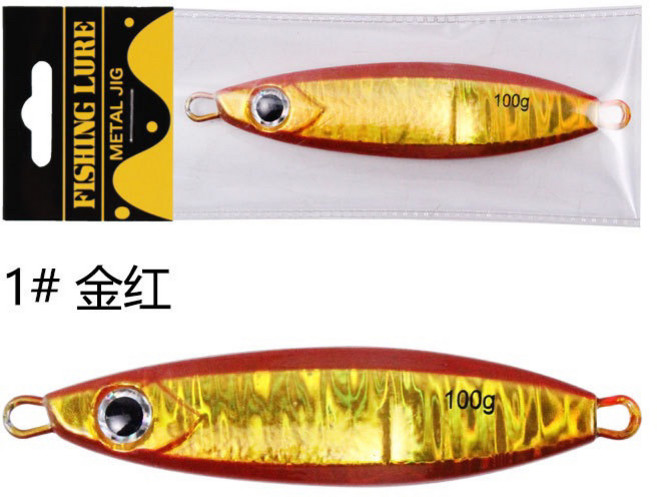 LUREER 春鯿鐵板 40克 100克 岸拋 遠投 鐵板 路亞 飛扁, 金紅,80克, 1個