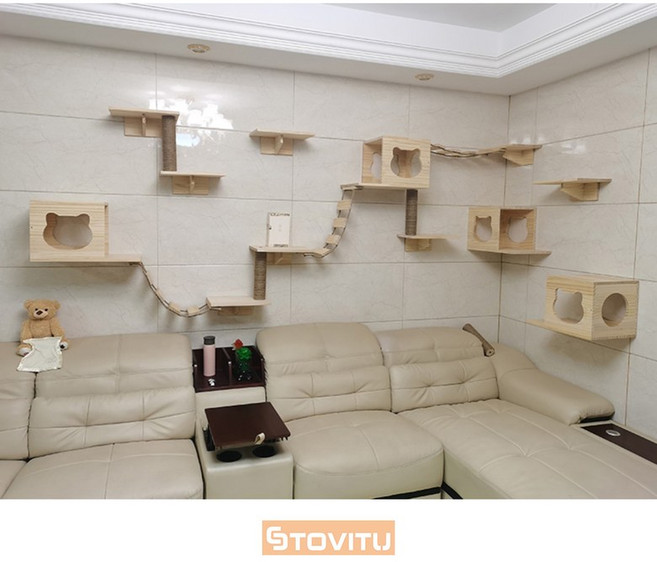 스토비투 고양이 벽걸이 선반 하우스 벽 구름다리 가구 캣 월 브릿지, C타입, 1세트