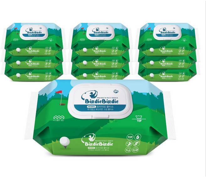 버디버디 물티슈 프리미엄캡형 두꺼운 엠보싱 10팩, 10개, 72매