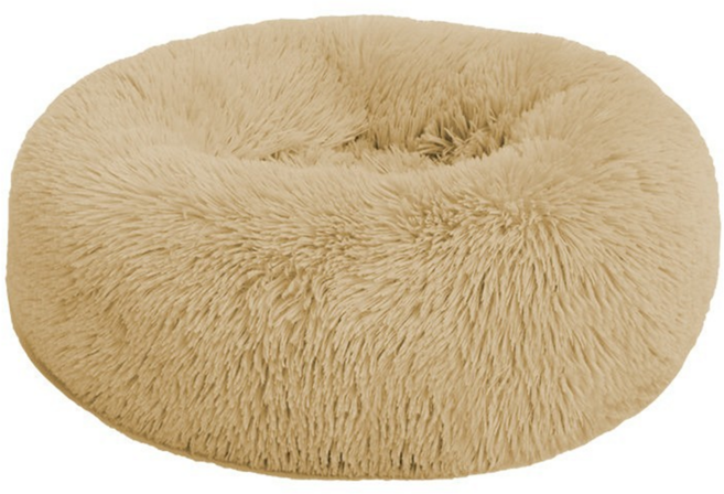 고양이 도넛 방석 반려동물 쿠션 부드러운 극세사 원형, 살구색, 1개