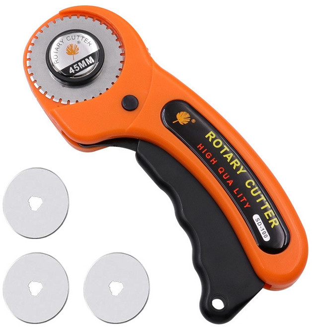 원형 재단 로터리 점선 칼 절취선 커터 가죽 종이 플라스틱 절단 재단 칼날 교체형, 45mm 점선 절단 칼 + 일반 칼날 3개, 1개