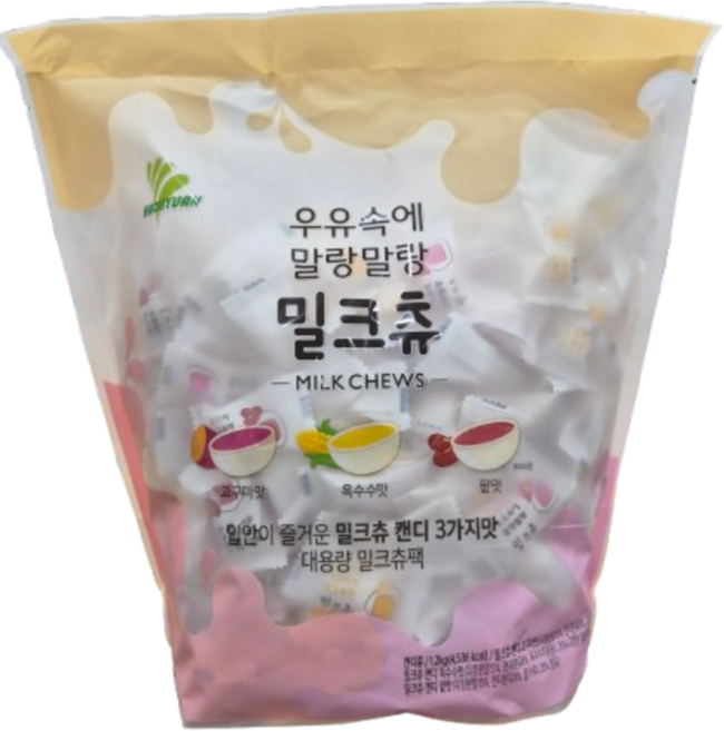 밀크츄 캔디 세가지맛 1.2kg, 1개