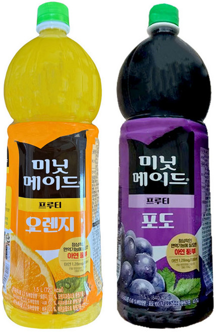 미닛메이드 오렌지 1.5L+미닛메이드 포도 1.5L (총12개 ), 1.5L