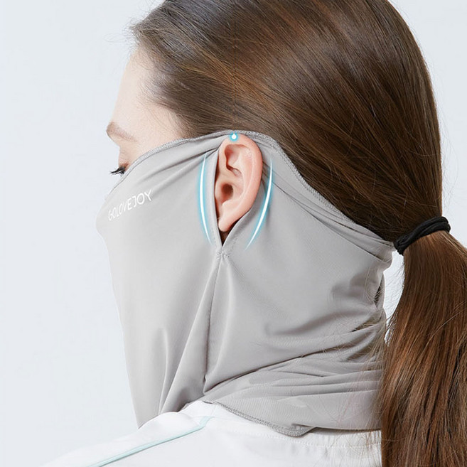 여성 골프 자전거 스포츠 여름 자외선 차단 냉감 귀걸이 마스크 여자 쿨 빨아쓰는 목토시, 그레이