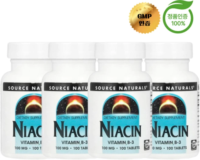 Source Naturals 소스내추럴스 니아신 비타민 B3 100mg 테블릿, 4개, 100정 - 쿠팡