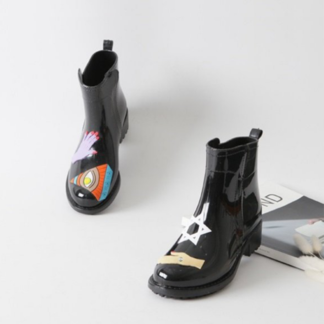 [언발 장화] 가벼운 레인부츠 장마철신발 여성 성인 장화 일러스트장화 일러스트레인부츠