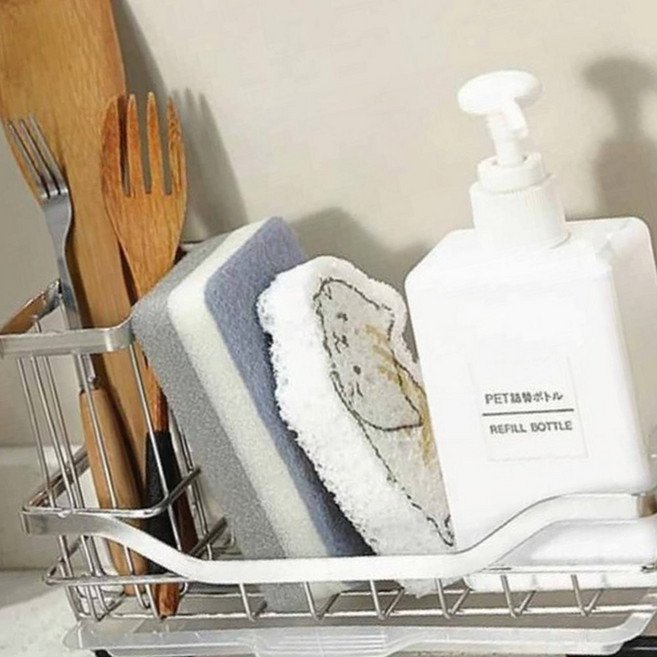 물때방지 수세미 거치대 물빠짐 주방 수납 바구니 수세미 걸이 싱크대 정리 선반 트레이, 1개, 상세페이지 참조
