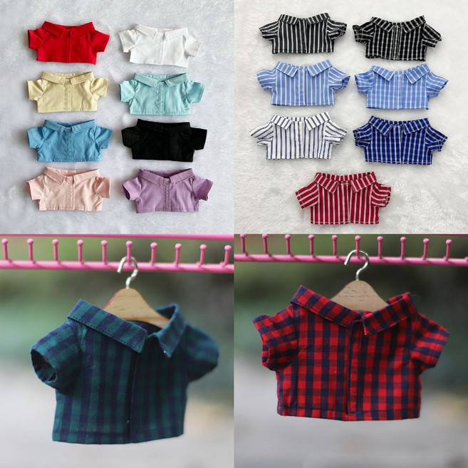 10cm 15cm 20cm 인형옷 정장 기본 스트라이프 체크 셔츠, 10cm 스트라이프 블랙 셔츠, 1개