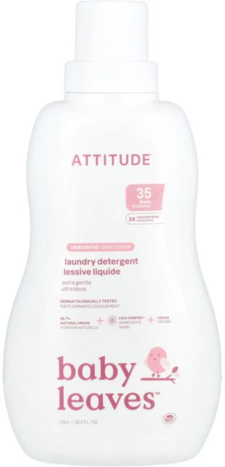에티튜드 ATTITUDE Baby Leaves 세탁 세제 엑스트라 젠틀 무향 1.04L(35.2fl oz) ATT-12033, ATTITUDE 애티튜드, 베이비 리브스™, 세탁 세제, 1개, 1.04L - 쿠팡