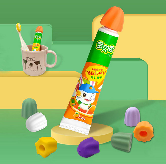 튜브 마개 핸드크림 보관 실리콘 치약캡 위생 밀폐, 오렌지, 1개