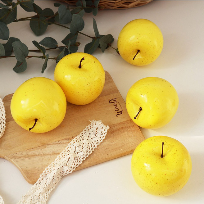 왓위셀 황금 사과 모형 5P 과일 데코, 옐로우