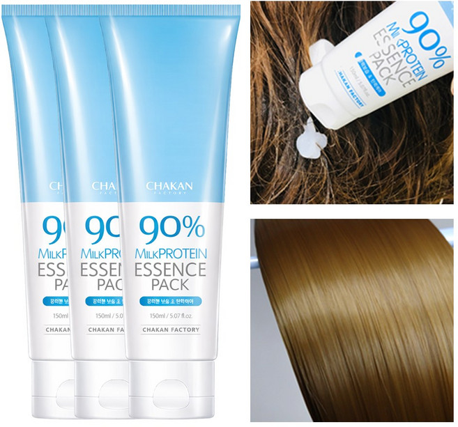 착한팩토리 상한머리 머리영양 강력보습 밀크단백질 90% 헤어 에센스팩 150ml, 3개