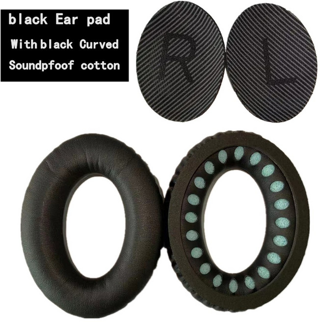 Bose QC35 QC25 QC15 QC2 Ae2 Ae2i Ae2W 사운드 링크 트루 헤드폰 용 이어 패드 교체용 쿠션 메모리폼 블랙, For QC35 black, 1개
