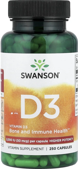 Swanson 비타민D3 2000IU 캡슐 250정, 1개 - 쿠팡