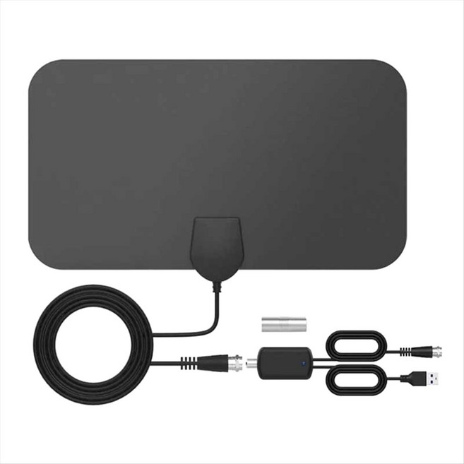 HDTV 안테나 강력한 신호를 갖춘 실내 디지털 증폭 TV 안테나 풀 HD TV 수신 80마일 범위, 검은색