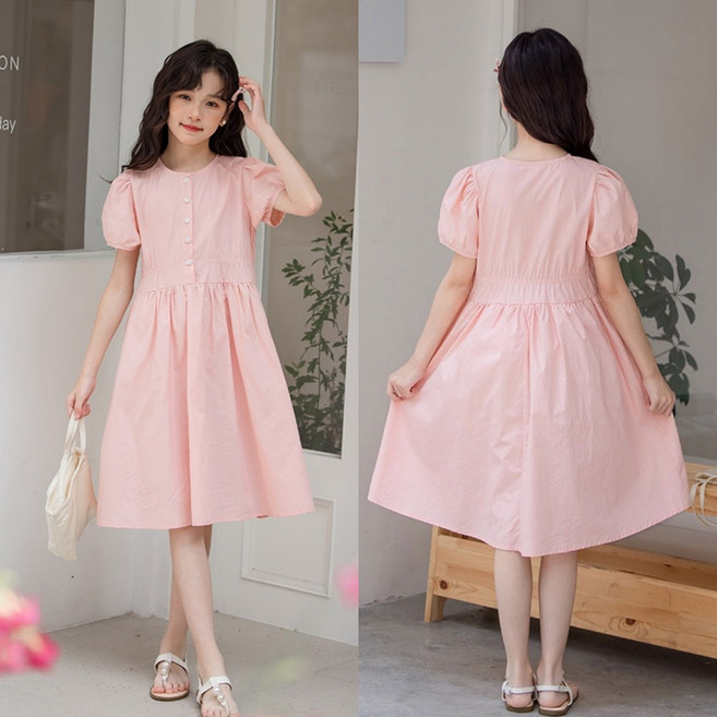 삐삐네옷가게 여아 주니어 로맨틱 핑크 여름 원피스