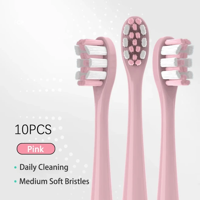 Usmile 모든 시리즈 모델에 적합한 칫솔 헤드 진공 포장 10 개, 05 Pink