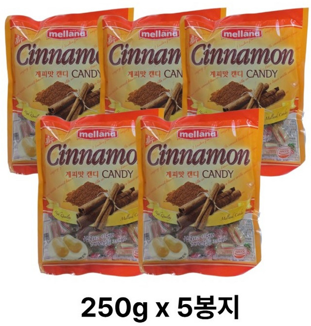 멜랜드 신 계피맛캔디 베이지 않는 부드러움, 250g, 5개