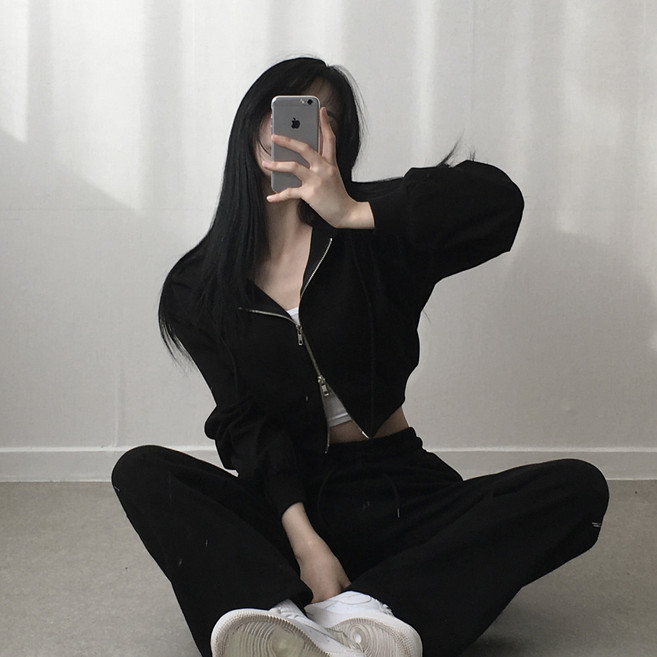 기모ver 한겨울 따뜻하게 한방에코디끝 투웨이 크롭후드집업+트레이닝팬츠 세트