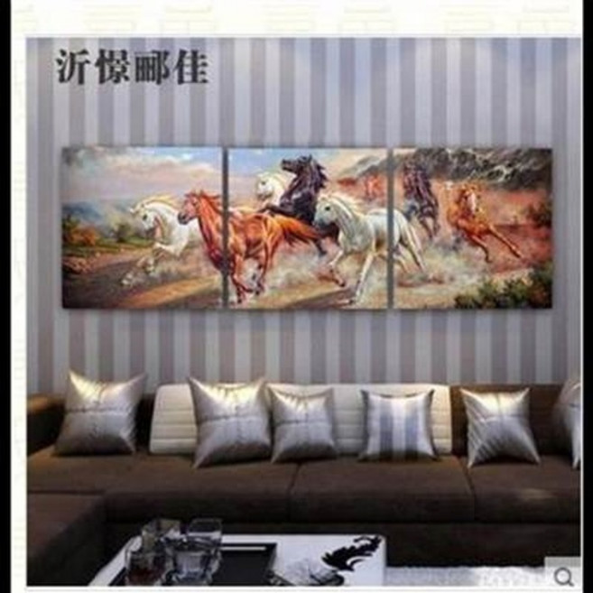 沂憬郵佳 奔馬藝術畫, 壁畫沙發背景牆八駿圖掛畫一套