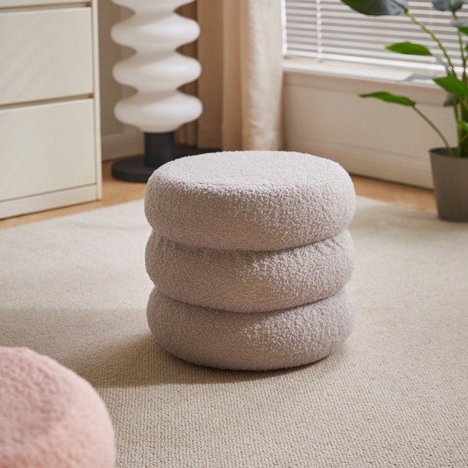 에코소라노 3단 스툴 화장대 의자 양털 보조 사이드 스툴, 그레이