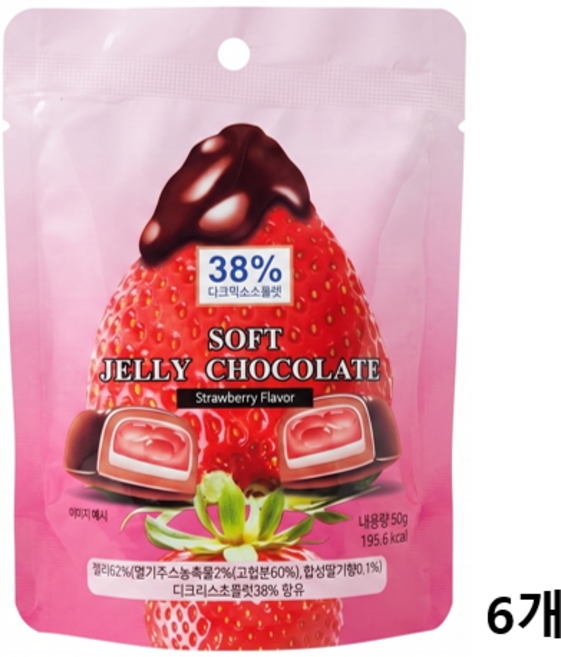 소프트젤리 초코 딸기맛, 6개, 50g