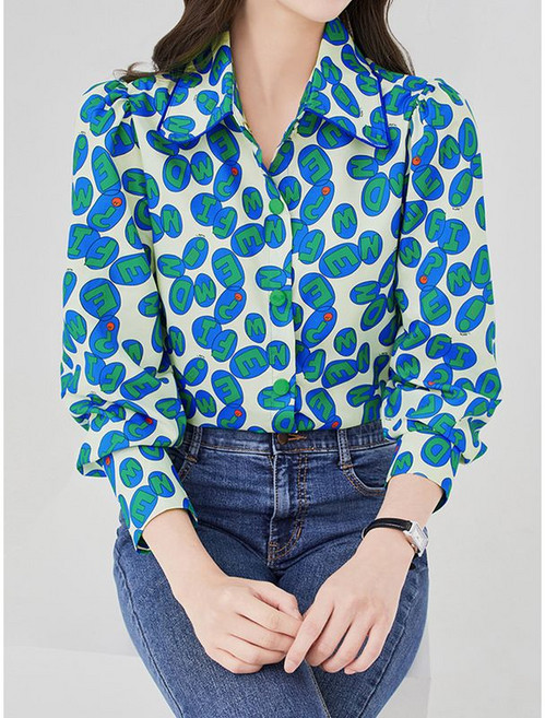 포커스 알파벳패턴퍼프블라우스 VF3F1BL5051