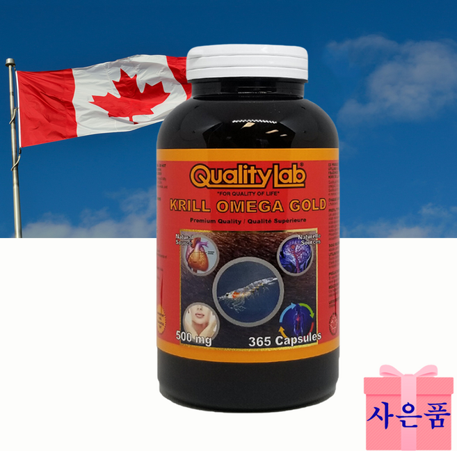 캐나다 명품 퀄리티랩 프리미엄 크릴 오메가 골드 500mg 365캡슐 12개월분, 1개, 365정