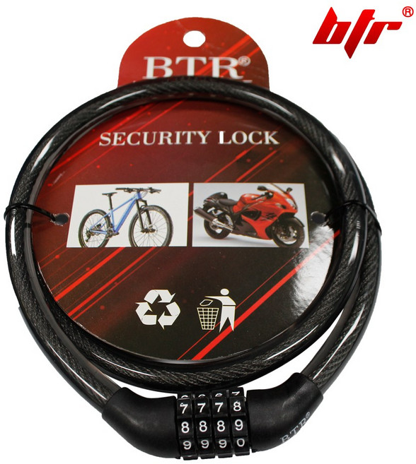 BTR 자전거 자물쇠 열쇠 와이어 관절락 도난방지 잠금장치, 선택02.자물쇠+BTR NW-120M 번호키, 1개