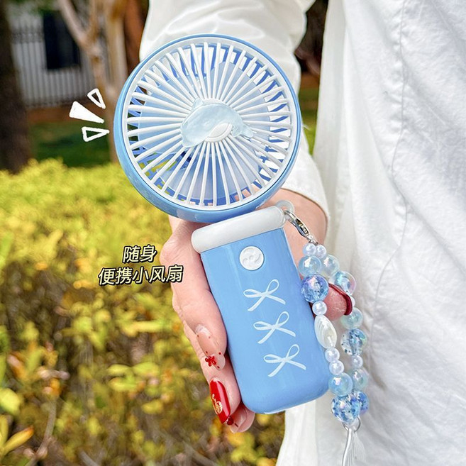 手持小風扇 USB小型充電 隨身便攜迷你, 1個, 海鹽蝴蝶結海豚