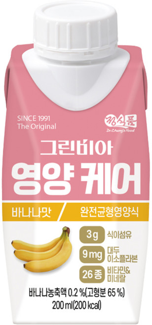 정식품 그린비아 영양케어 바나나맛 바나나 완전균형영양식 맞춤영양설계 균형식사, 24개, 200ml
