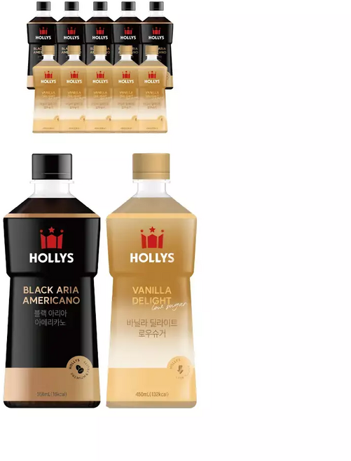 할리스 블랙아리아 아메리카노 550ml 6입 1개+바닐라딜라이트 로우슈거 450ml 6입 1개 (총 12개), 12개