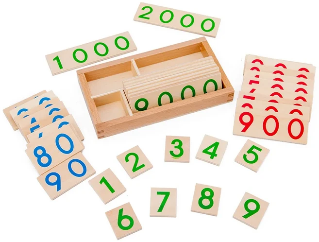 어린이 나무 몬테소리 숫자 1-9000 학습 카드 교육 보조 미취학 아동 장난감, 01 A