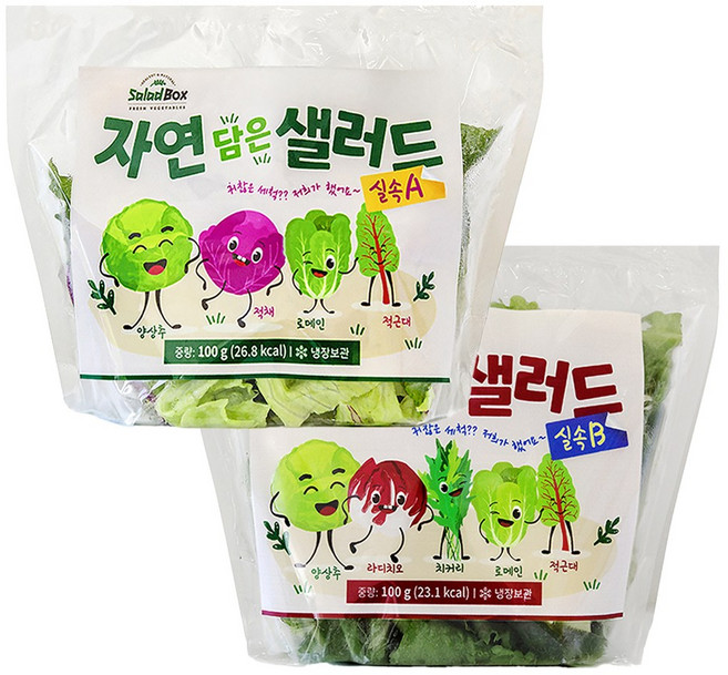 [샐러드박스] 자연 담은 샐러드 100 g 실속A+B 혼합구성 야채믹스 샐러드, 7개, 100g