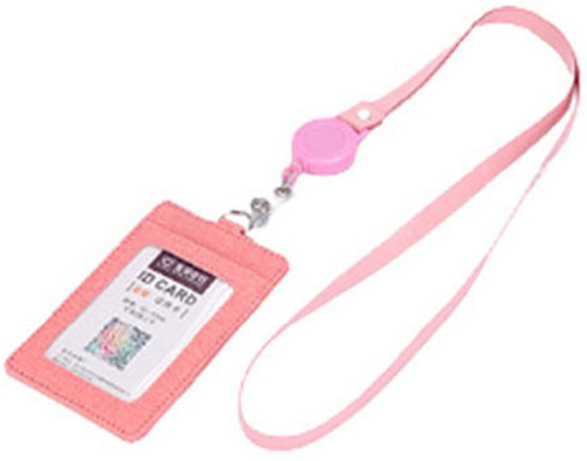 리빙미 가죽형 사원증 목걸이 케이스 릴홀더 카드 출입증 디용도 카드홀더, 1개, 핑크