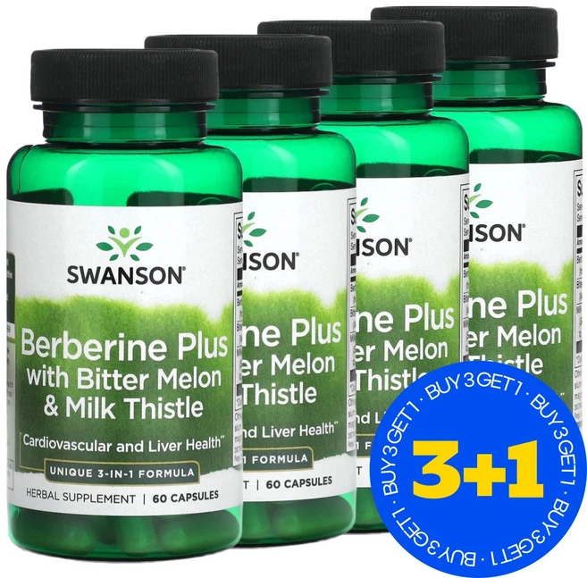 [3+1] 스완슨 베르베린 500 mg 60 캡슐 약들약 고약사 / 해외직구 미국정품, 4개, 60정 - 쿠팡