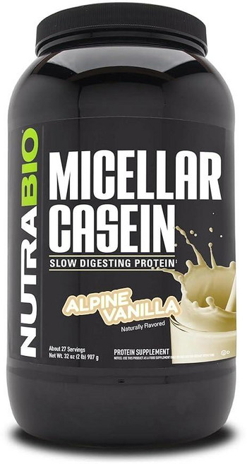 NutraBio 카세인 단백질 파우더 미셀라 카시엔 파우더 느린 소화 단백질 25g 밤새 근육 회복 및 성장에 도움이 됩니다 BCAA 및 EAA 글루텐 프리 콩 프리, 1개, 907g