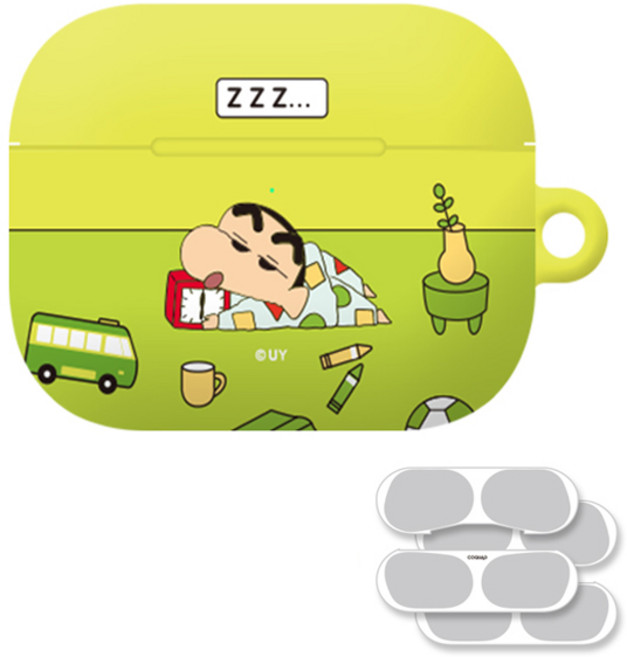 짱구 큐티컬러 에어팟3세대 하드 케이스 + 철가루방지스티커 화이트 2P, 큐티 쿨쿨 장구