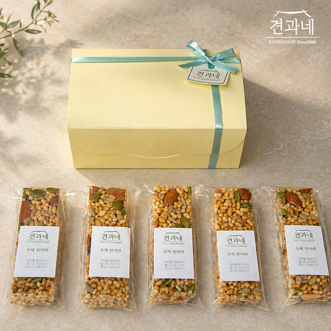 [견과네] 국산현미로 만든 수제 현미바 23g 5ea(답례품/옐로우), 5개