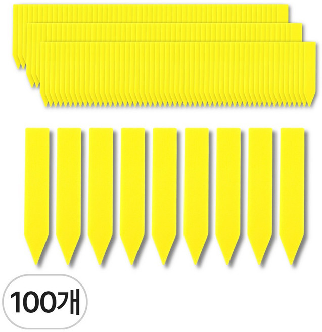 쵸록101 일자형 식물 이름표 대형 100개 10cm, 옐로우