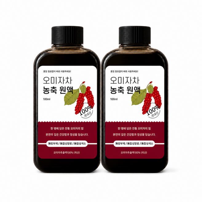 오늘담 오미자차 국내산 오미자 원액 100%, 2개, 1개입, 100ml