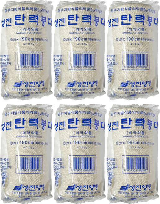 성진 탄력붕대 10cm x 190cm 4인치 6롤