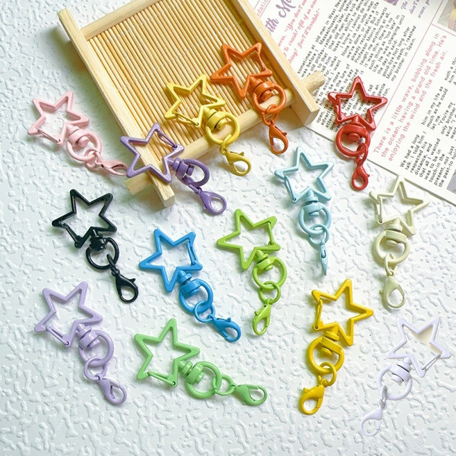(20p)컬러 고리키링 열쇠고리, 별, 20개