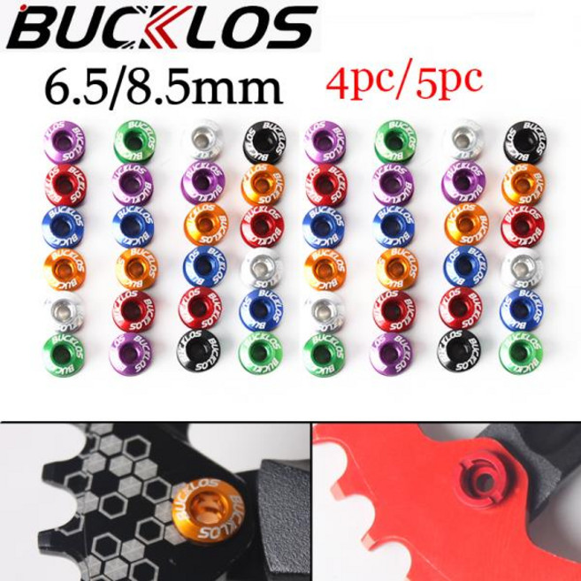 자전거 체인링 BUCKLOS-4 개 5 체인 링 볼트 6.5mm 8.5mm 자전거 휠 나사 알루미늄 합금 플레이트 싱글/더블 크랭크 세트 체인링, 02 5PC 6.5mm-Gold