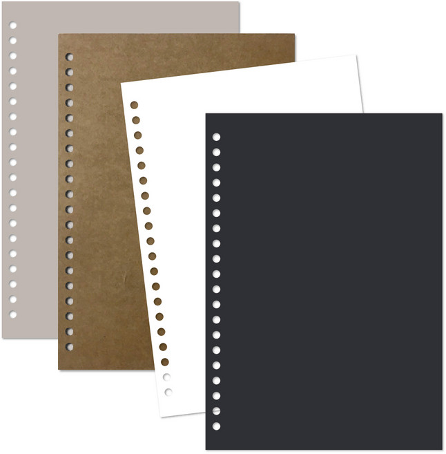 데이스테이션 20공 A5 25절 바인더 백색 크라프트지 컬러 무지, 20공 은회색