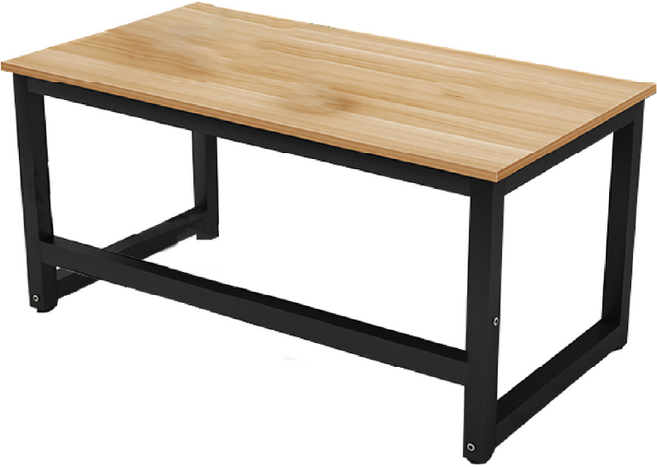 方管書桌 簡約設計淺胡桃木色辦公桌 學生書房工作桌, 140cm方管書桌-加厚2.5mm-黑架/(一單限下一張)