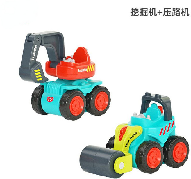 匯樂 慣性工程車 挖掘機, 1套, 挖掘機搭配壓路機