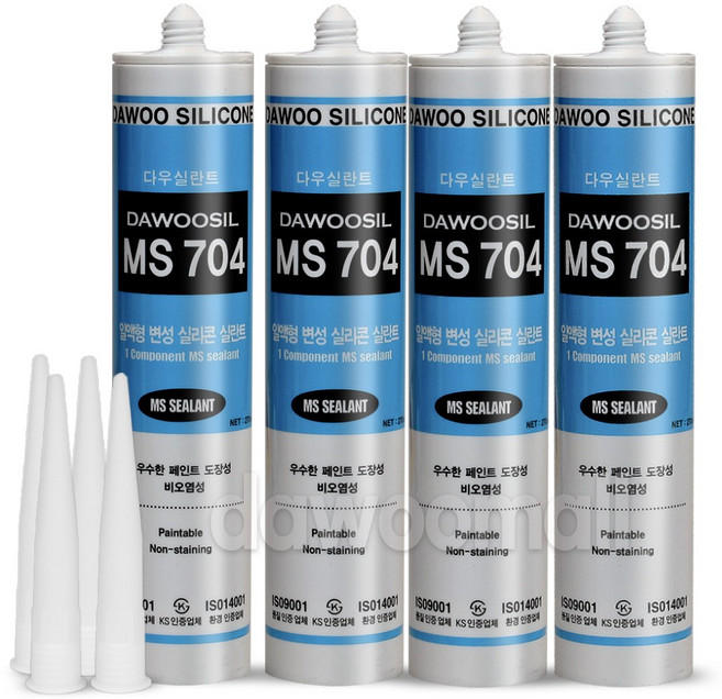 *다우몰* 외부용 크랙 보수 방수 우레탄 실리콘 MS704, 백색(4개입)-P0000DKN, 1세트
