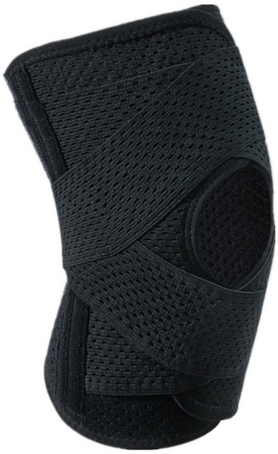 스포츠 무릎아대 4중 스프링 지지 무릎보호대 압박 스트랩, 01 블랙, 1개